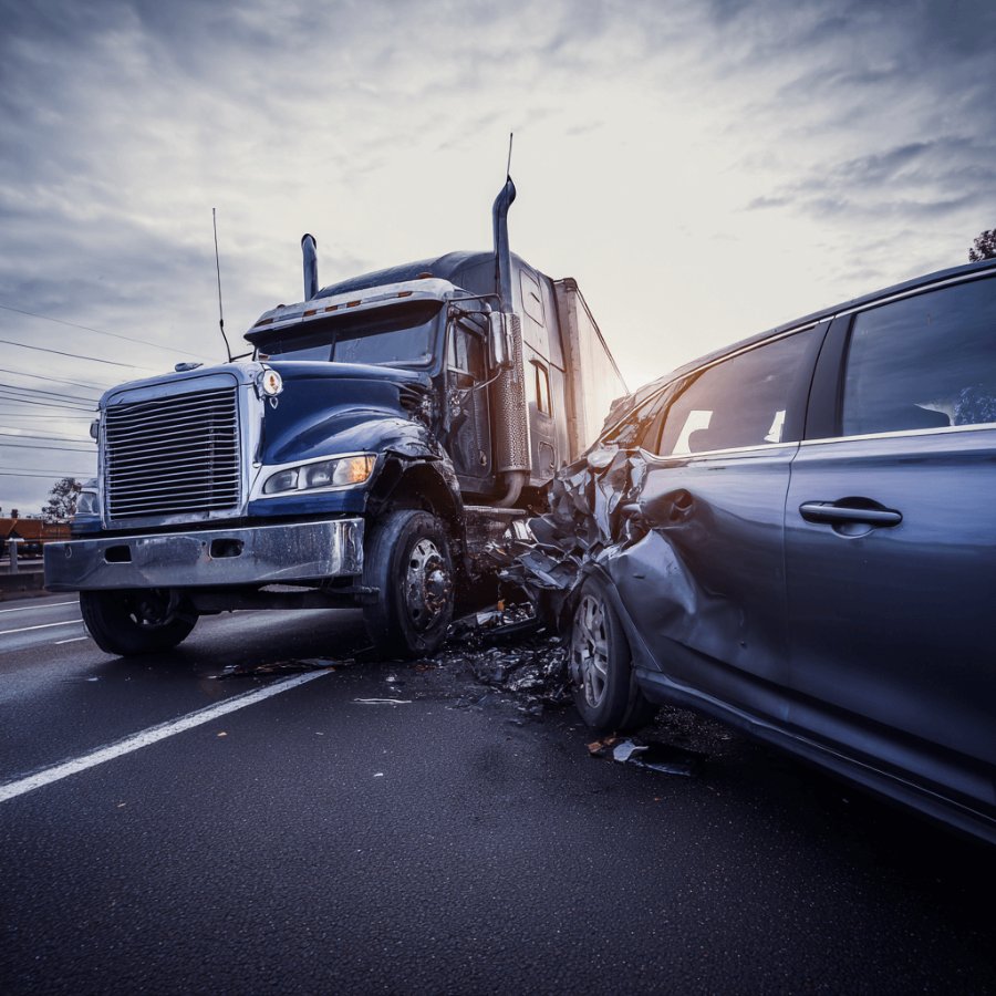 Rear-end truck accident scene